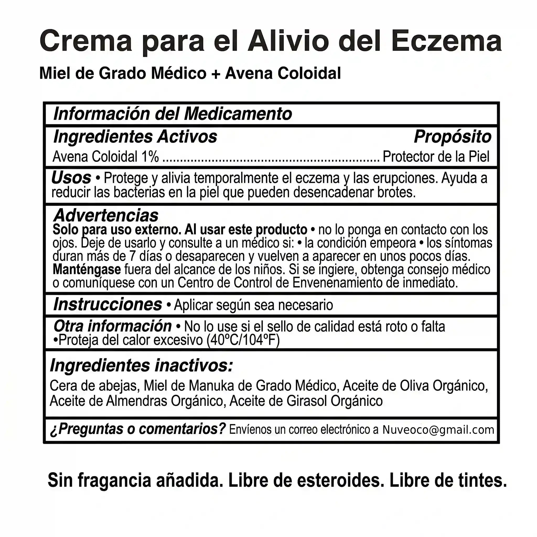 Nuveo™ Crema de Miel para Eccema